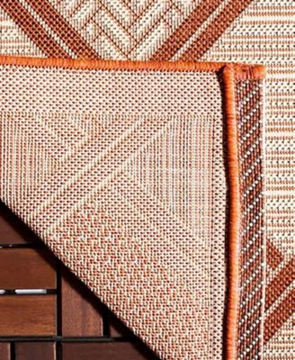 Courtyard CY7570 Cream and Terracotta 5'3" x 7'7" Outdoor Area Rug