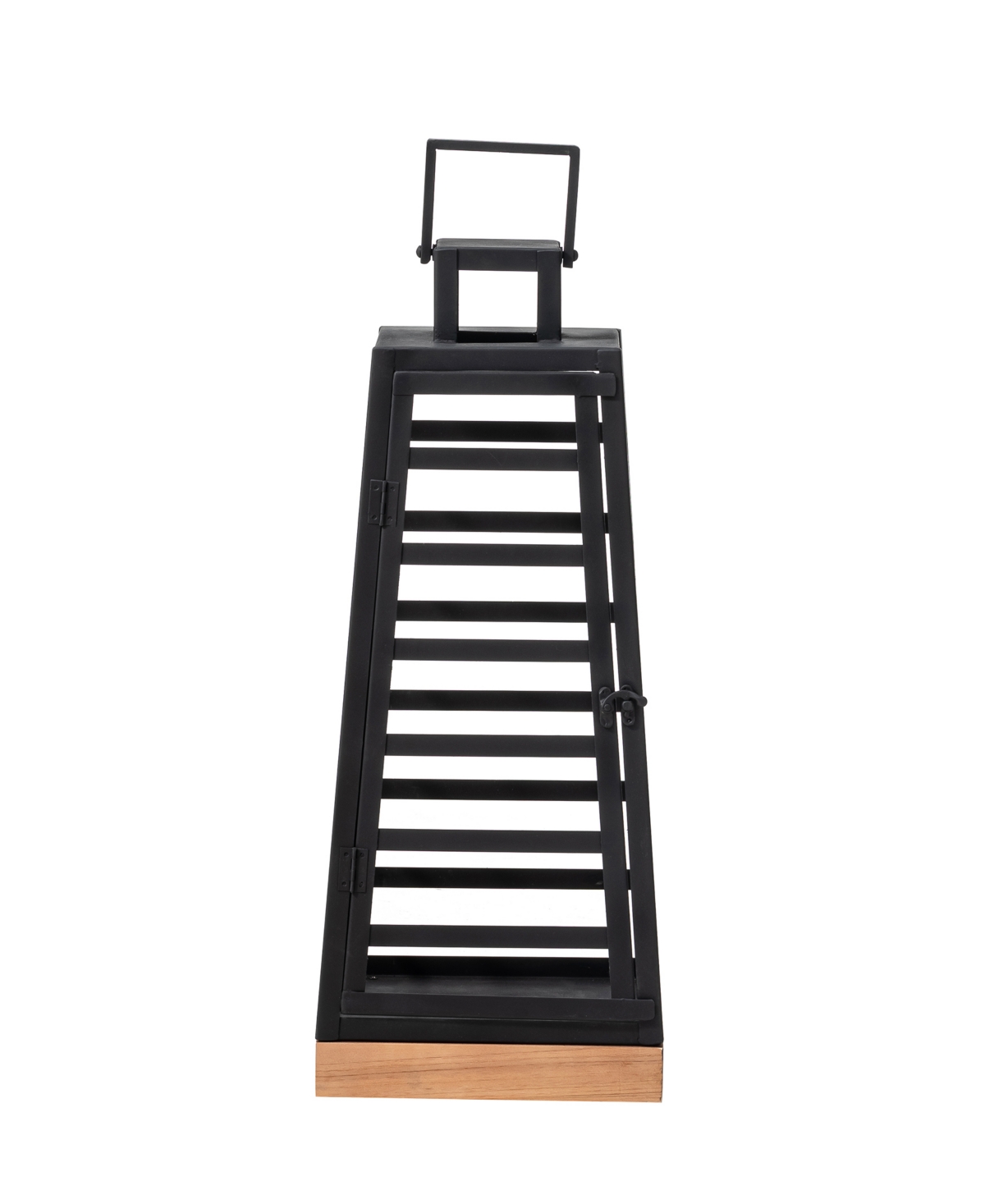 Glitzhome Set of 2 Modern Trapezoid Metal/WoodLanterns, 9.25