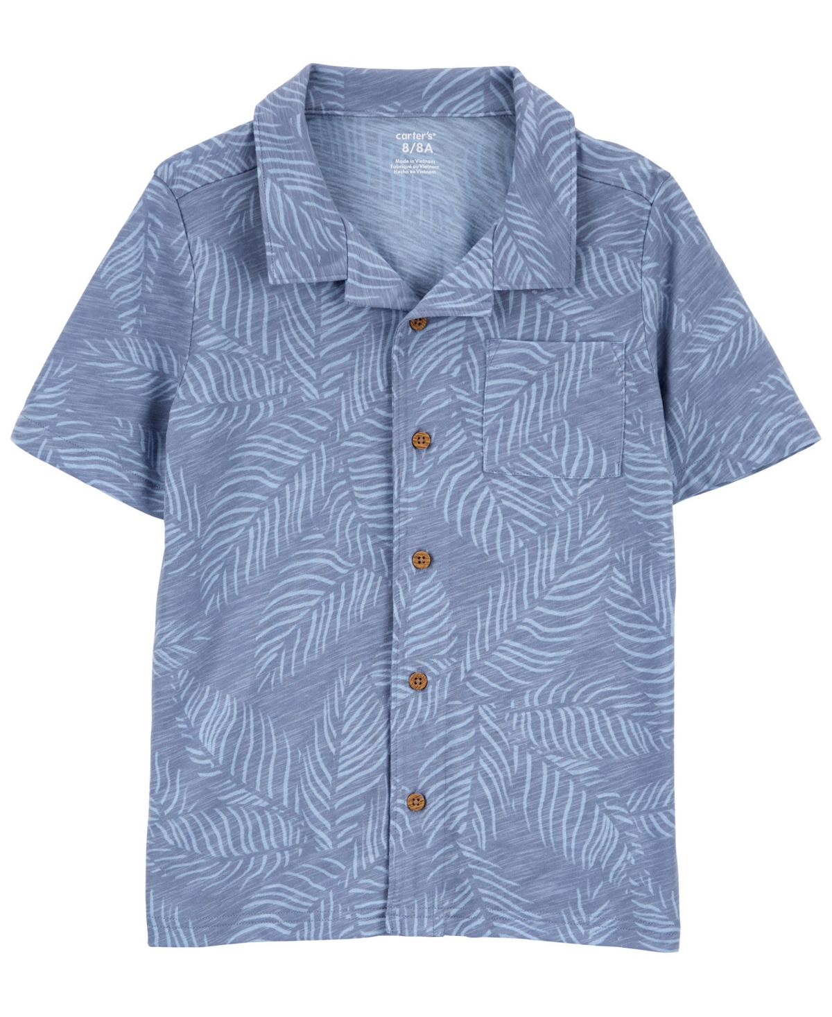 Shop Carter's Big Boys Palm Tree Button Front Shirt In Multi