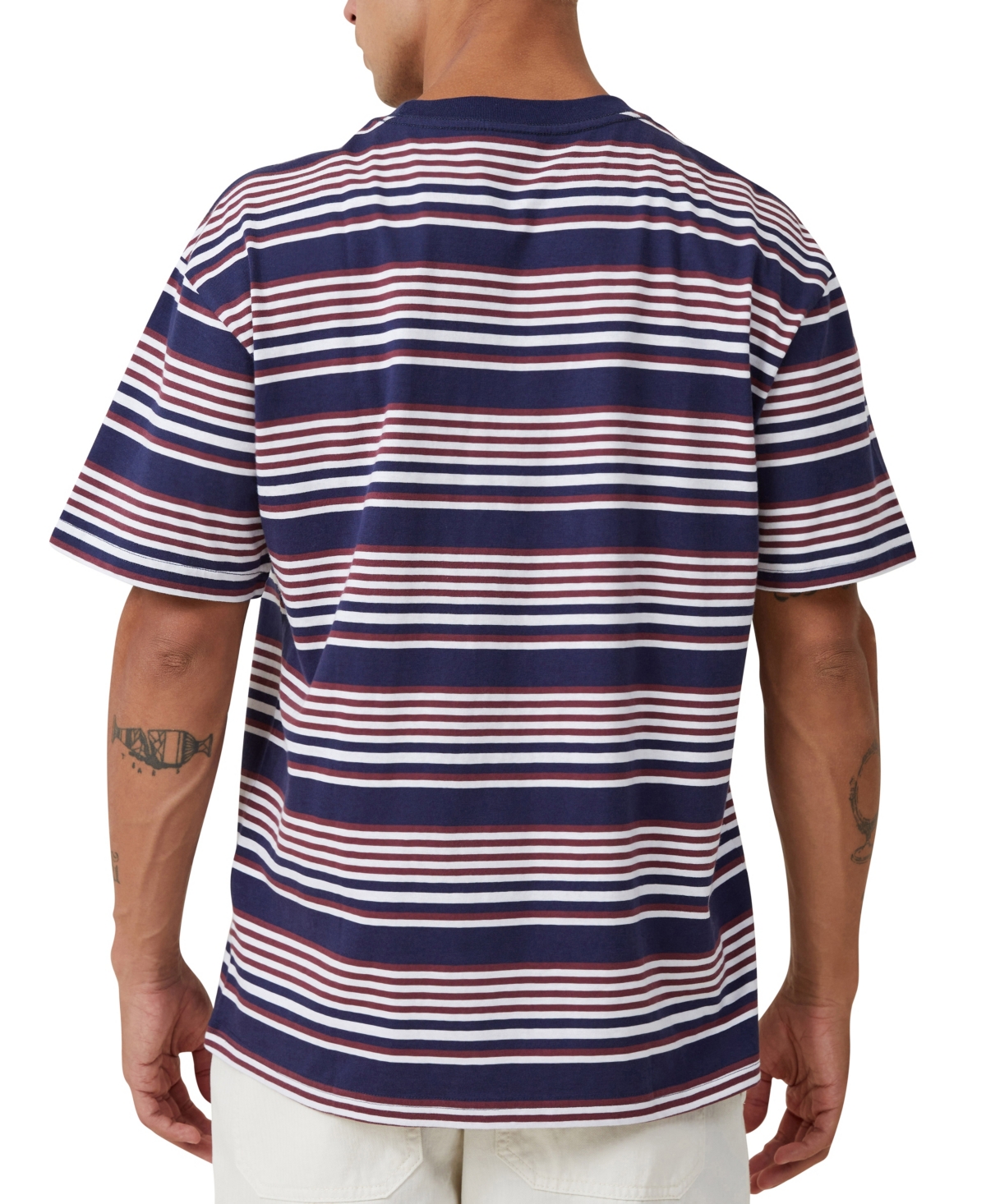 Shop Cotton On Men's Loose Fit Stripe T-shirt In Purple
