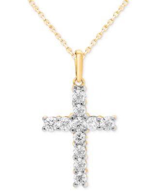 Lab-Created Diamond Cross 18" Pendant Necklace (1/2 ct. t.w.) in Sterling Silver or  14K Gold-Plated Sterling Silver