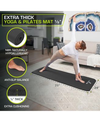 Extra Thick Yoga and Pilates Mat with Sling, 1/2 Inch