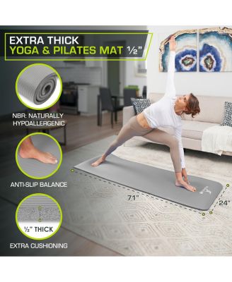 Extra Thick Yoga and Pilates Mat with Sling, 1/2 Inch
