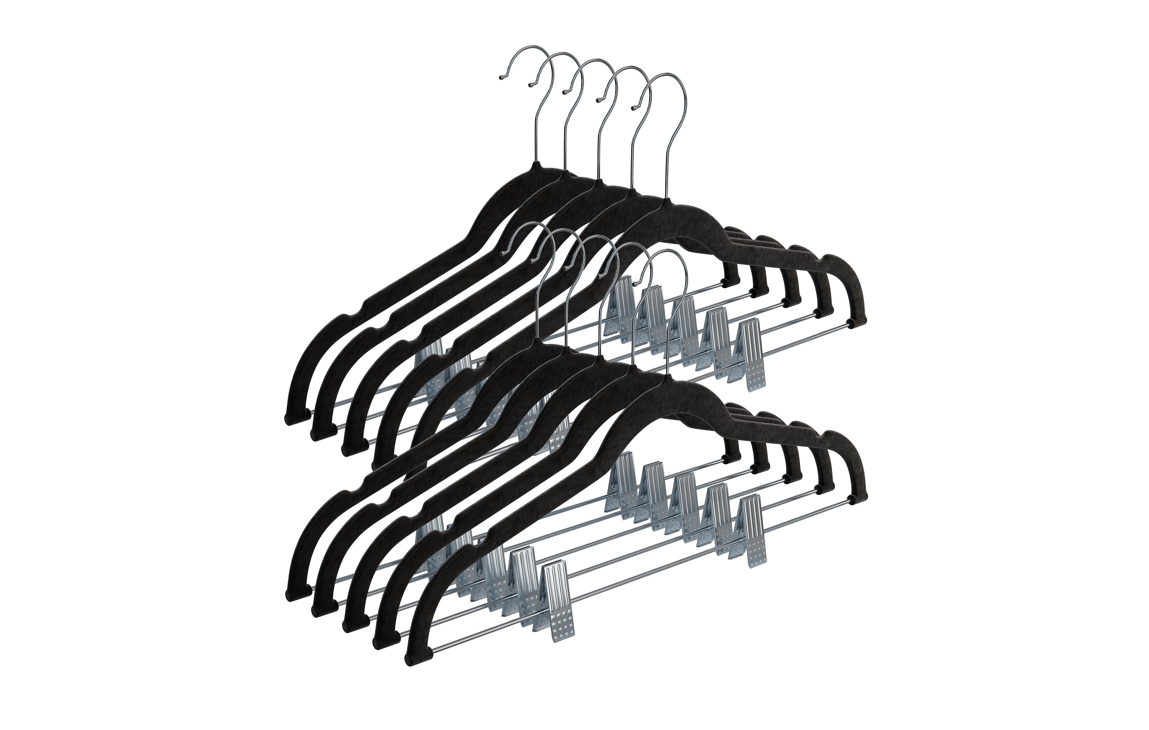 10 Pack Clothes Hangers with Clips - Black Velvet Hangers use for Skirt Hangers - Clothes Hanger for Pants Ultra Thin No Slip Hangers