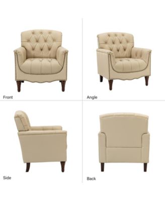 Sucher Modern Retro Wooden tufted Accent chair with Nailhead Trim