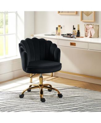 Woman Modern Cute Shell Back Upholstered Desk Chair for Vanity, Living Room