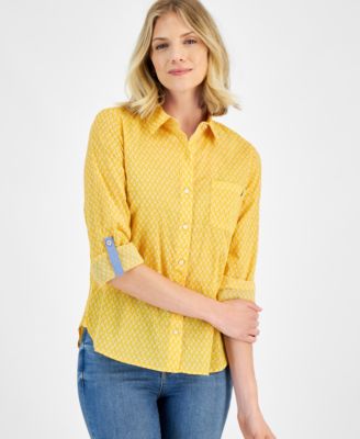 Nautica Jeans - Women's Stamp-Leaf Roll-Tab Shirt