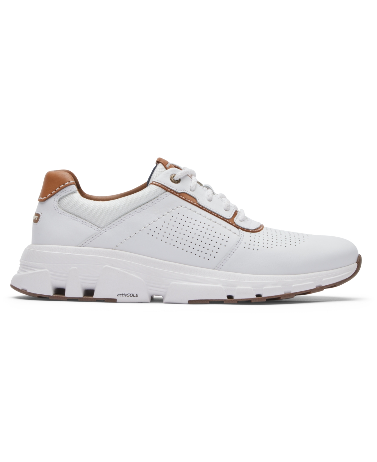 Shop Rockport Men's Reboundx Plain Toe Sneaker In White,tan