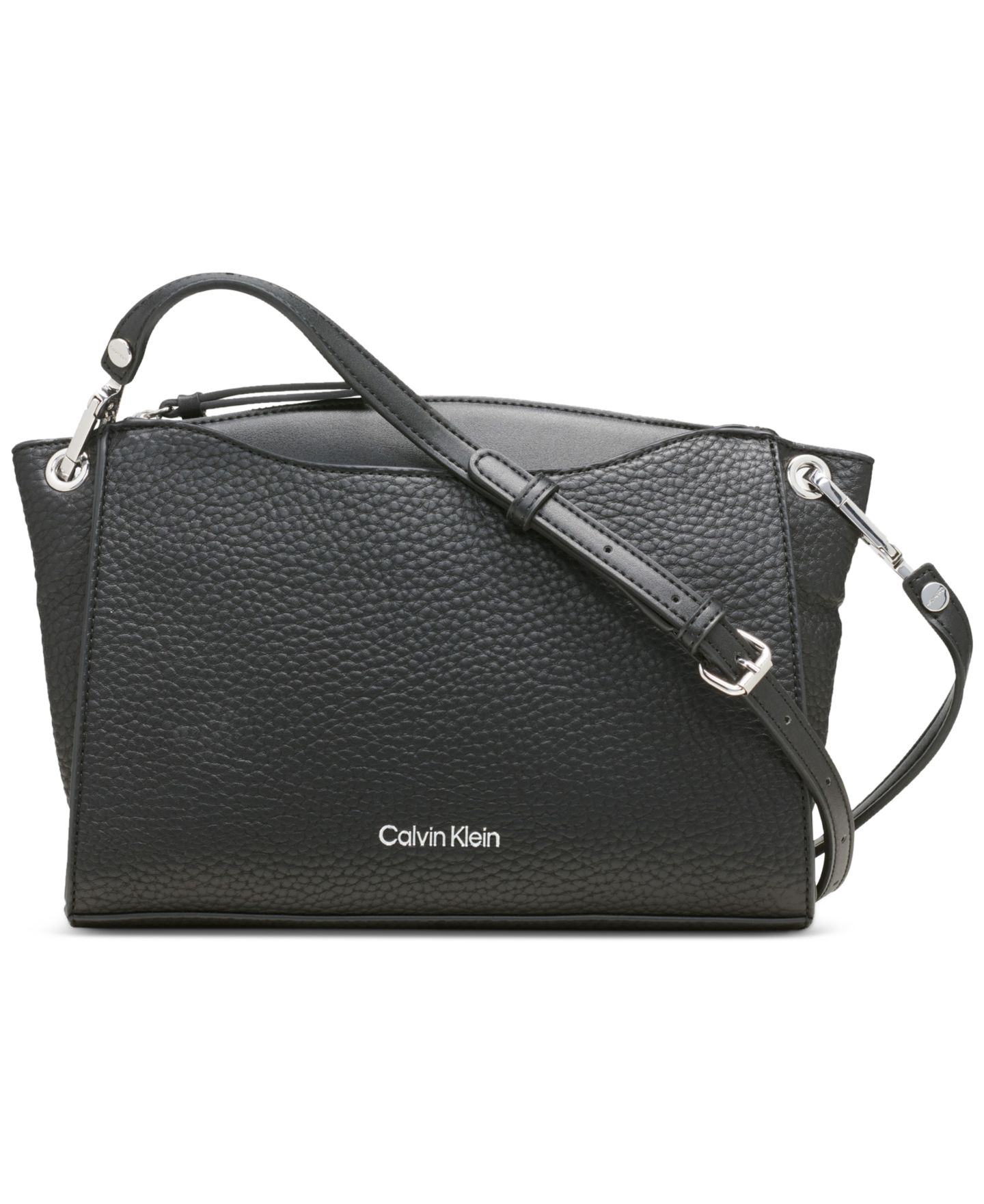 Женская сумка Calvin Klein Garnet Adjustable Top Zipper Crossbody, цвет: Чёрный серебряный — фото 1