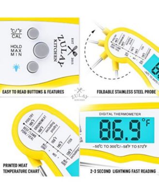 Instant Read Food Thermometer - Waterproof Digital Meat Thermometer