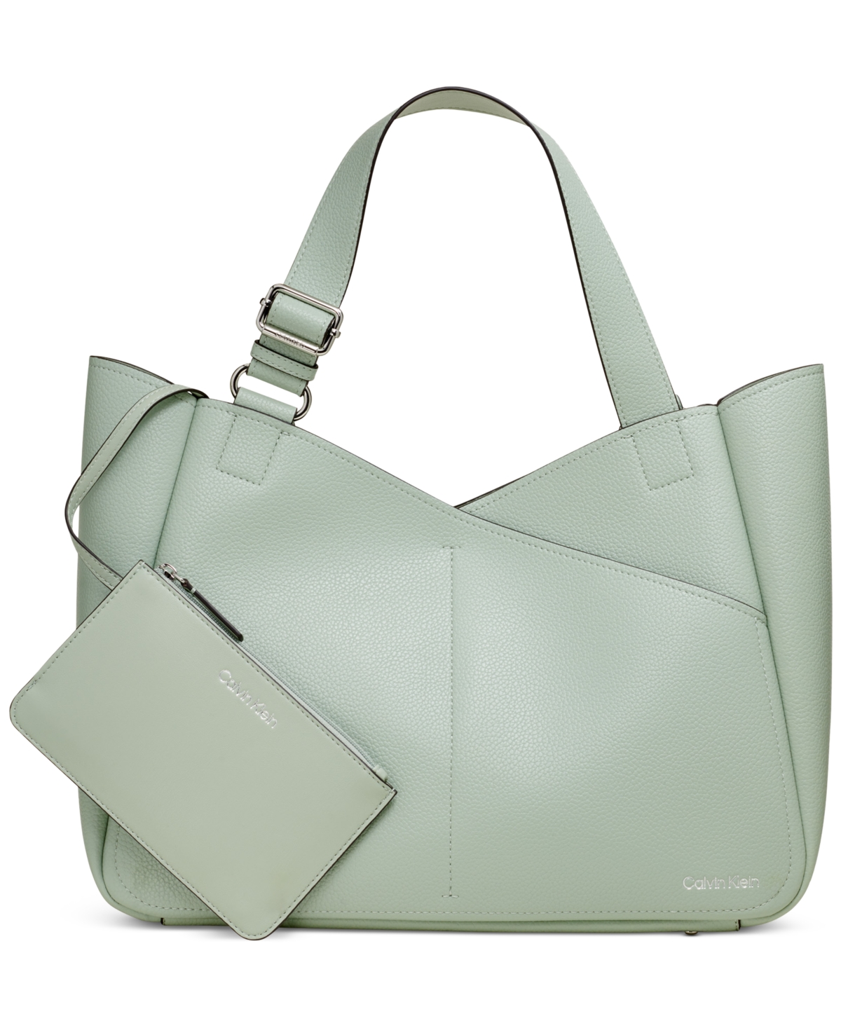 Shop Calvin Klein Zoe Tote With Pouch In Desert Sag