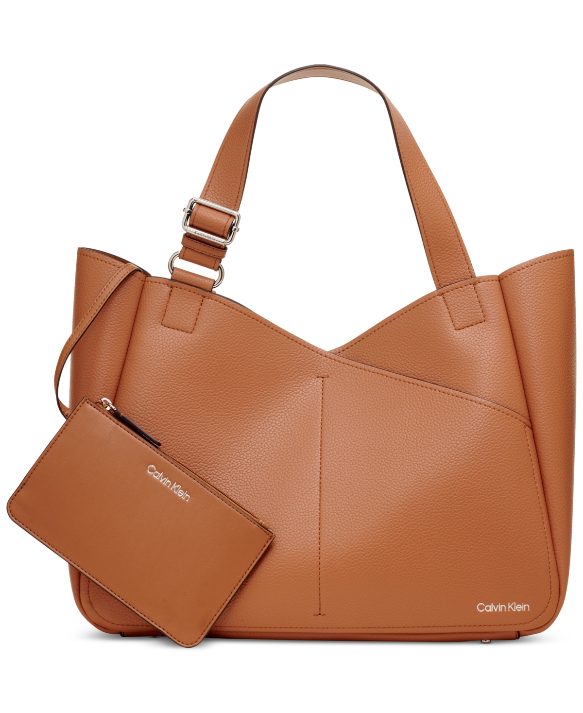 Shop Calvin Klein Zoe Tote With Pouch In Caramel
