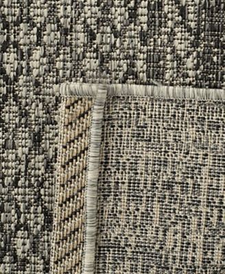 Courtyard CY8736 Light Gray and Black 8' x 11' Sisal Weave Outdoor Area Rug