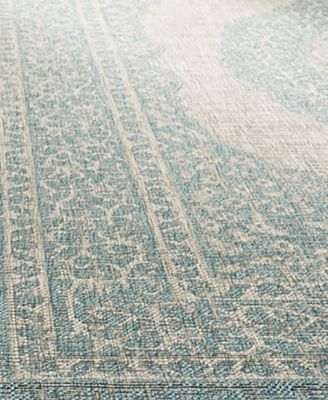 Courtyard CY8751 Light Gray and Aqua 8' x 11' Sisal Weave Outdoor Area Rug