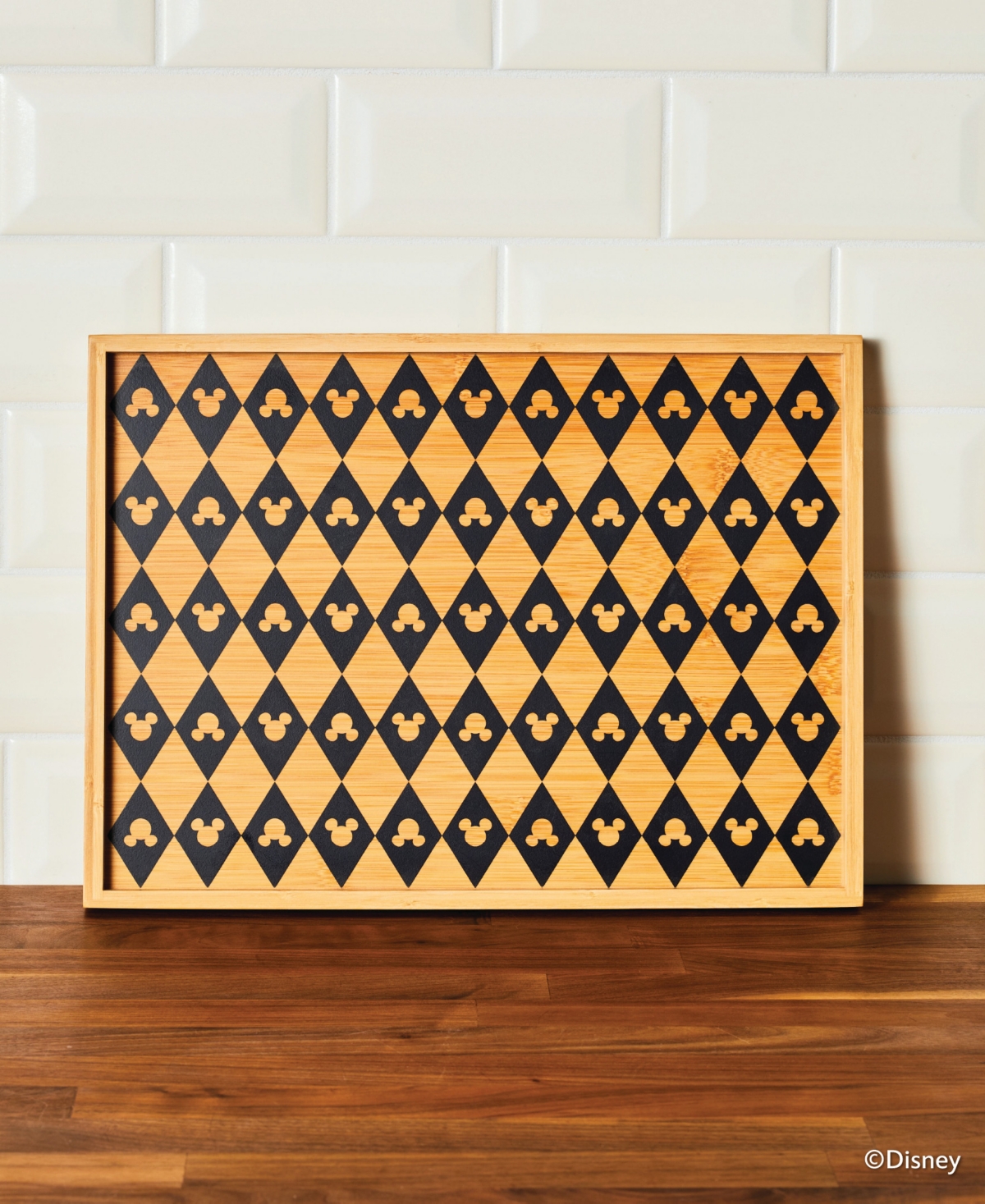 Disney Monochrome Bamboo Large Serving Tray In Brown