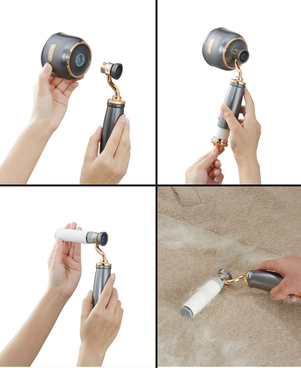 Salav Retro Edition Duopress Handheld Steamer Iron And Fabric Shaver Lint Roller Set Titanium In Pearl