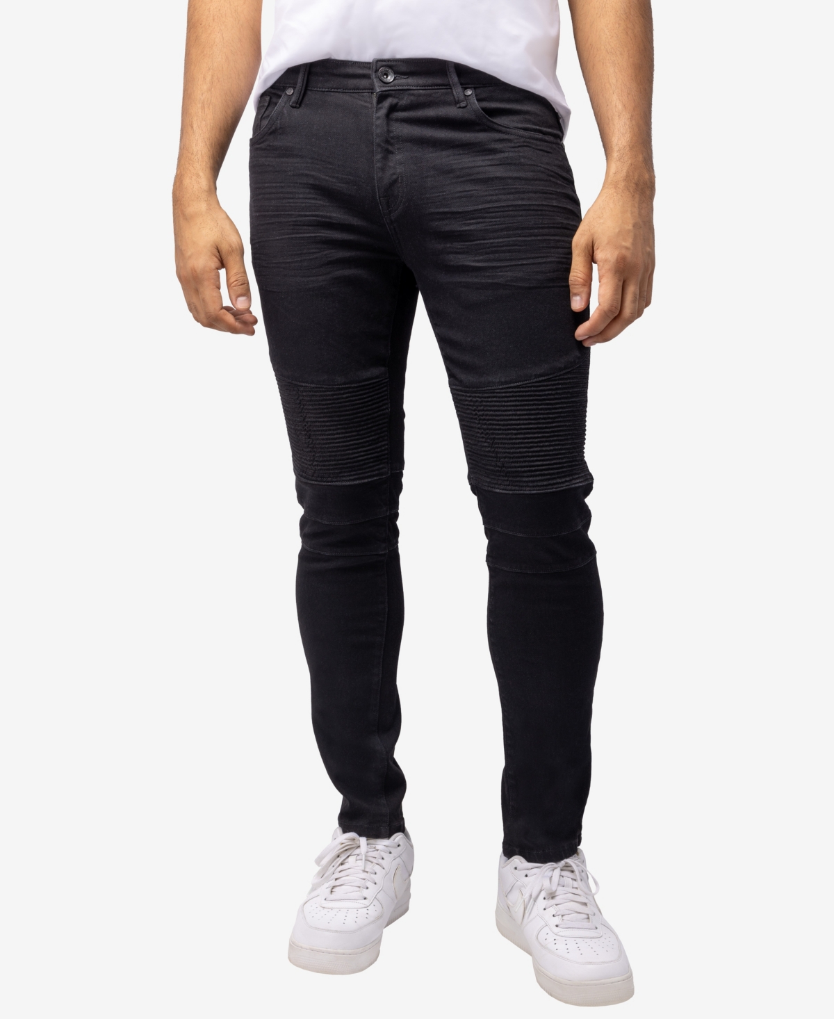 Shop X-ray Raw X Men's Skinny Fit Moto Jeans In Medium Blue Tint