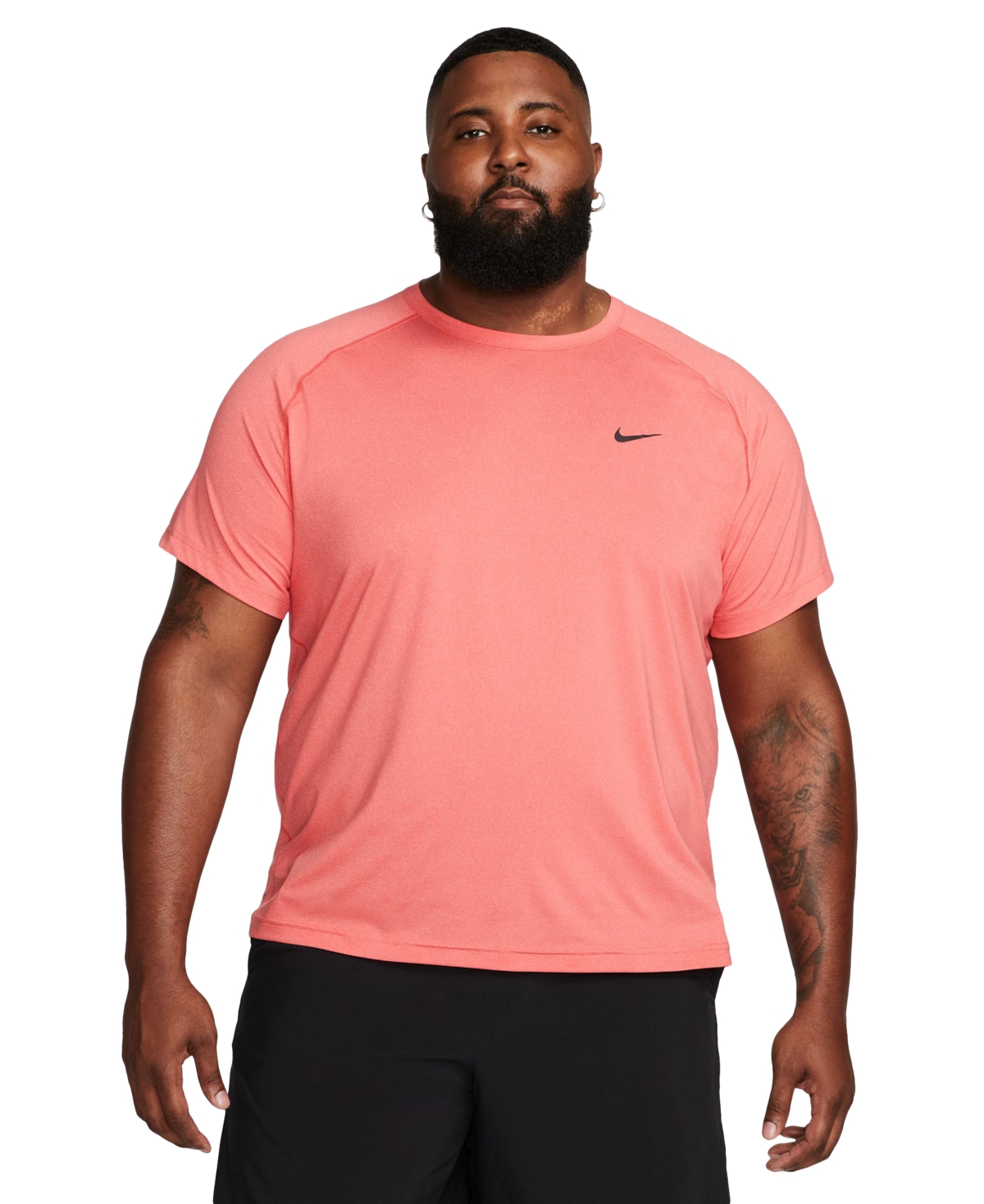 Nike Men's Relaxed-fit Dri-fit Short-sleeve Fitness T-shirt In University Red,htr,black