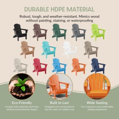 3 Piece Set Outdoor Folding Adirondack Chairs with Side Table