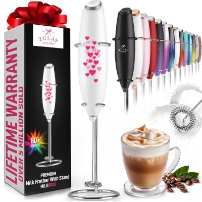 Handheld Milk Frother Stainless Steel Single Whisk with Stand