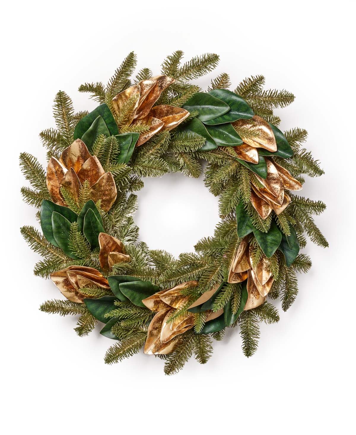 Holiday Lane Green & Gold Floral Wreath, Created for Macy's