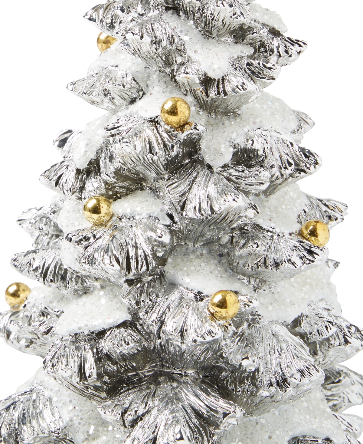 Holiday Lane Shine Bright Polyresin Silver-Tone Tree with Snow Christmas Decoration, Created for Macy's