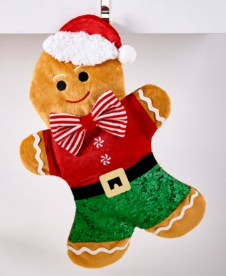 Holiday Lane - Stockings Red and Green Gingerbread Man Stocking