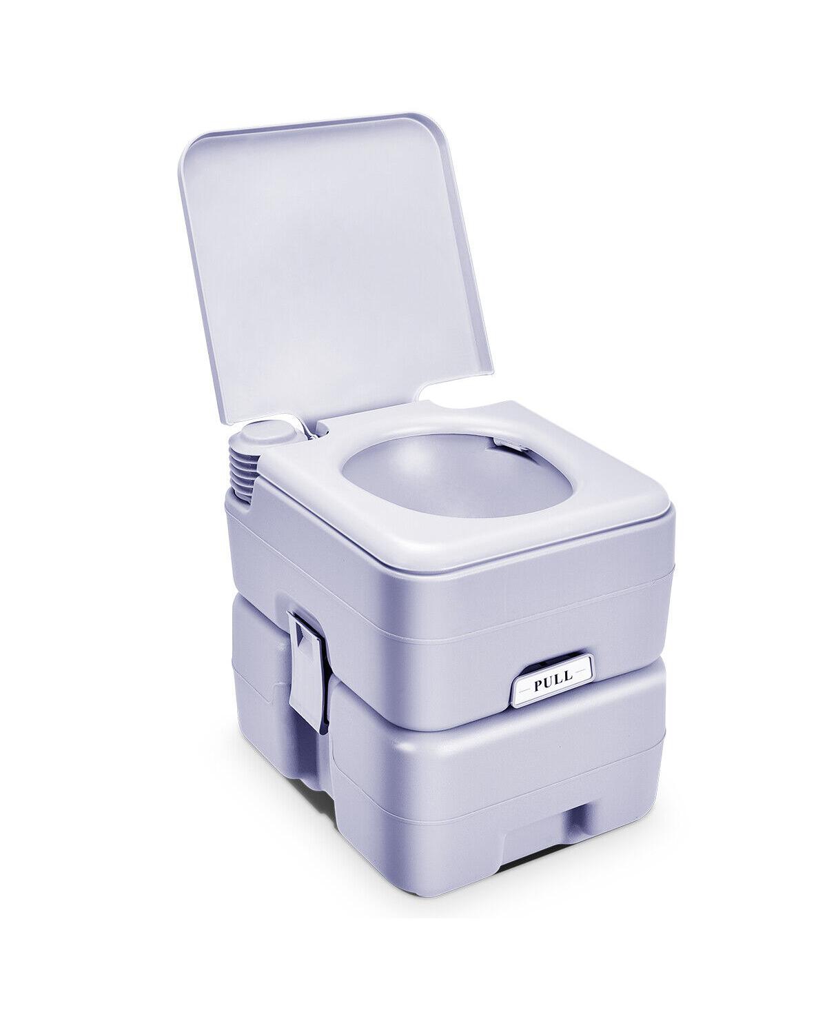 5.3 Gallon Portable Toilet with Waste Tank and Built-in Rotating Spout-Grey - Grey
