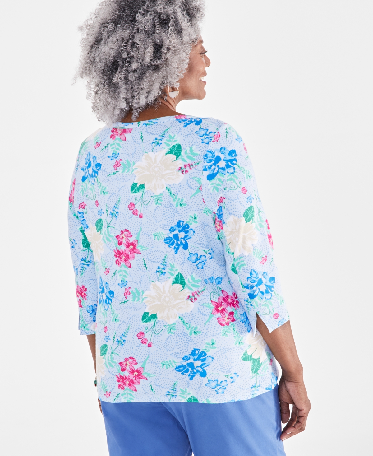Style & Co Plus Size Printed Pima Cotton Top, Created for Macy's