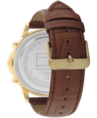 Men's Multifunction Brown Leather Watch 44mm