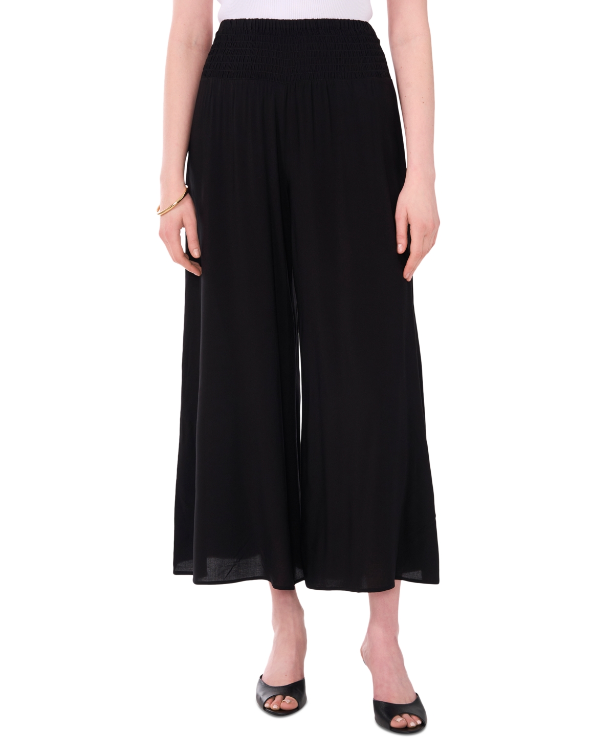 Sam & Jess Women's Challis Smocked-Waist Wide-Leg Pants