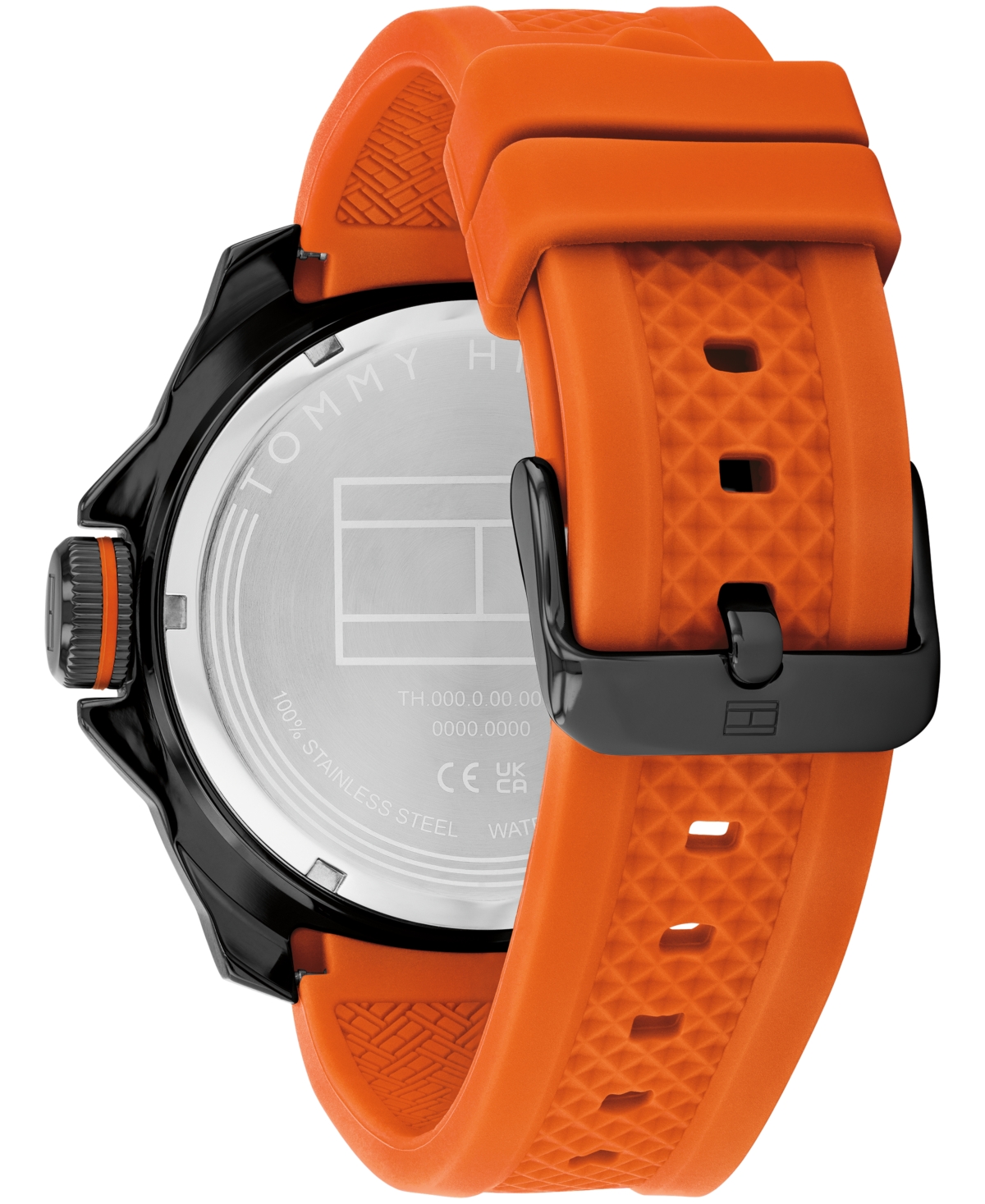 Shop Tommy Hilfiger Men's Orange Silicone Watch 46mm In Black