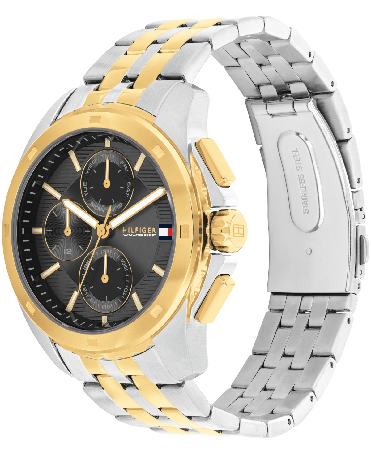 Shop Tommy Hilfiger Men's Quartz Two-tone Stainless Steel Watch 44mm In Grey