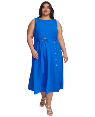 DKNY - Plus Size Crewneck Sleeveless Scuba-Crepe Dress