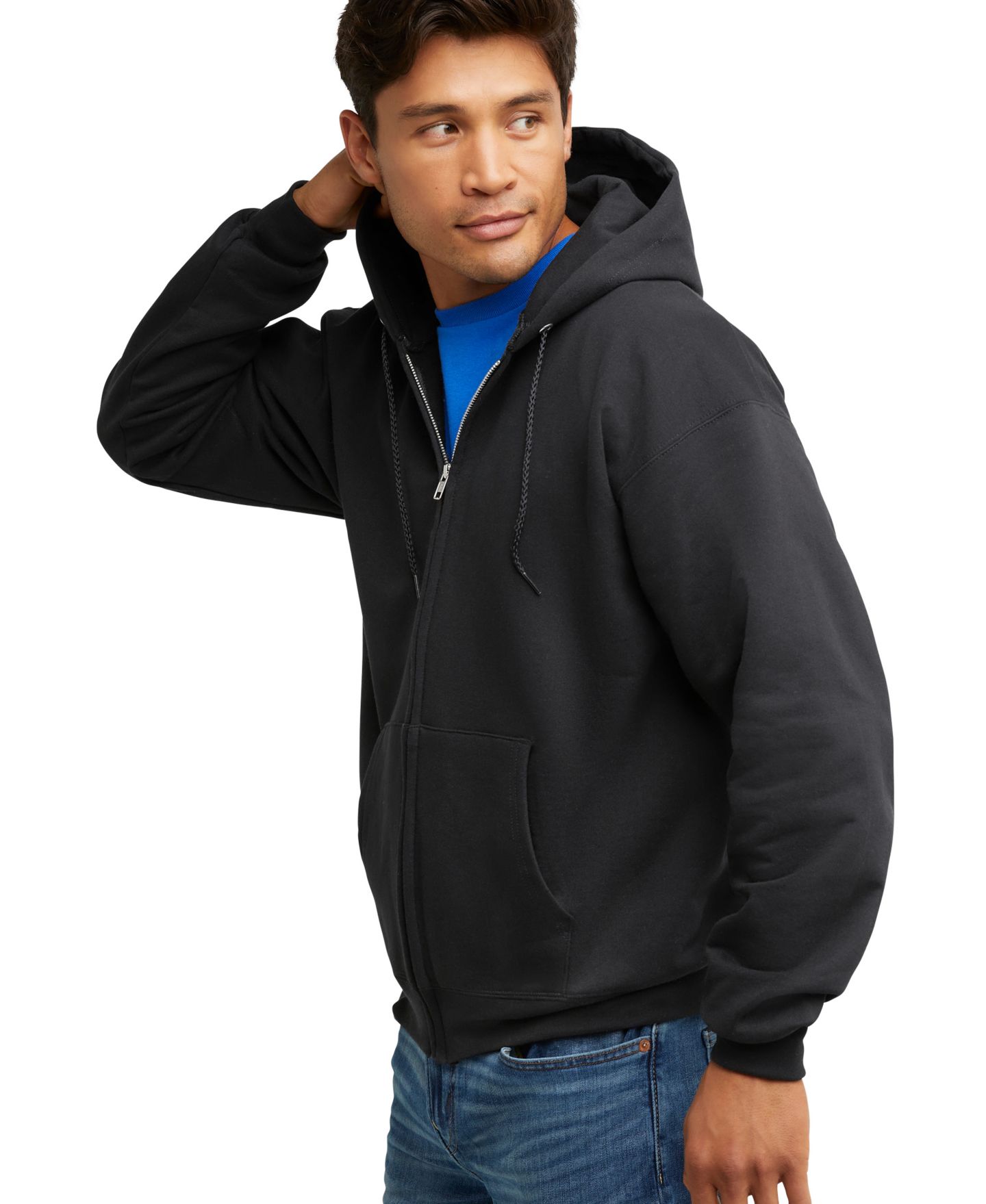 Мужское худи Hanes Ultimate Full-Zip Heavyweight Fleece, цвет: Чёрный — фото 4