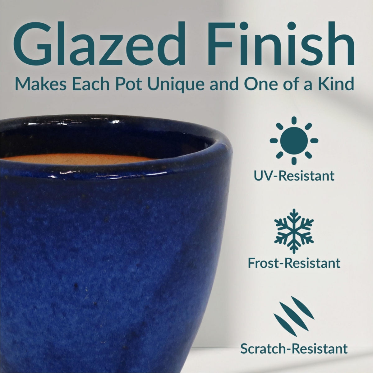 Sunnydaze Decor Resort Glazed Ceramic Planter - Imperial Blue - Set of 2