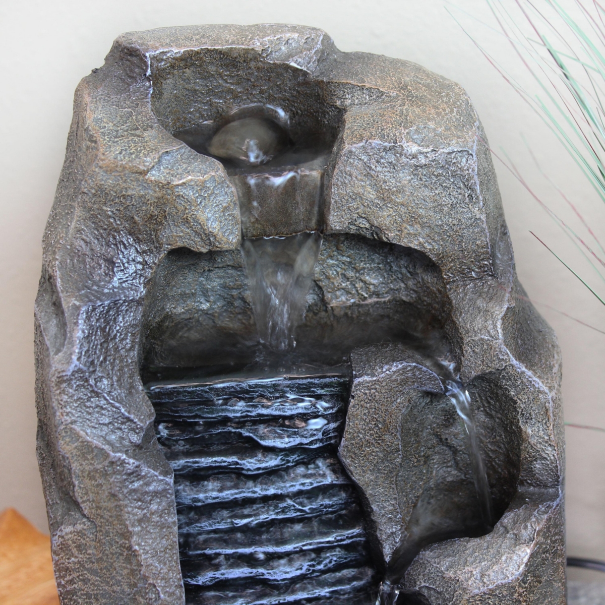 Sunnydaze Decor Stony Rock Waterfall Resin Indoor Tabletop Water Fountain -