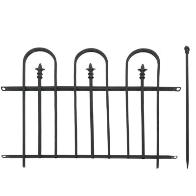 Strasbourg 6' Set of 2 Steel Decorative Garden Fence Panels - 37.5" W x 30.5" H Per Panel - Black