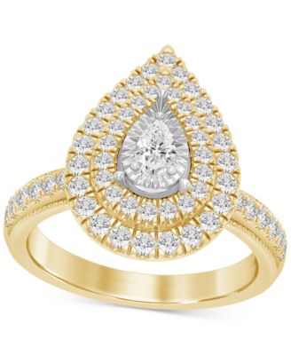 Macy's - Diamond Pear Double Halo Engagement Ring (1 ct. t.w.) in 14k Gold