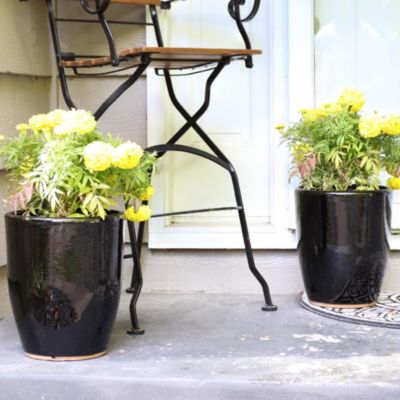 Indoor/Outdoor Captivating Vista Decorative Glazed Ceramic Planters for Greenery or Flowers - 11.5"