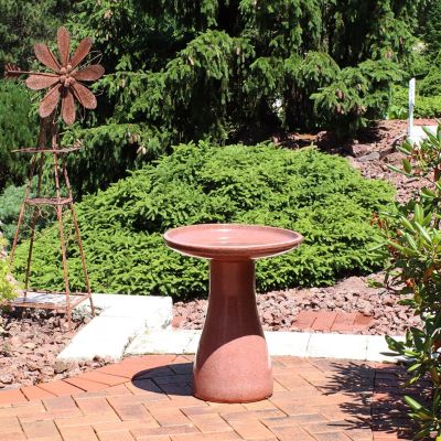 21" H Ceramic Bird Bath for Outside - Hand-Painted Outdoor Bird Bath Bowl, UV/Frost-Resistant Finish - Lava - Classic Pedestal