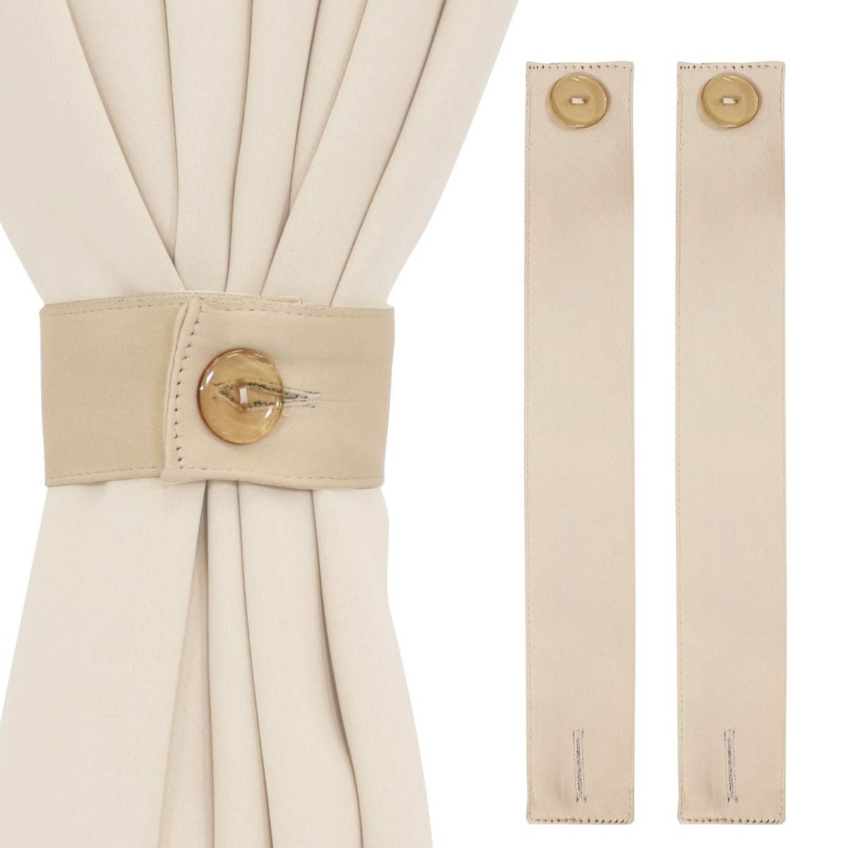Sunnydaze Decor Indoor/Outdoor Polyester Curtain Tiebacks -- Set of 2 - Beige