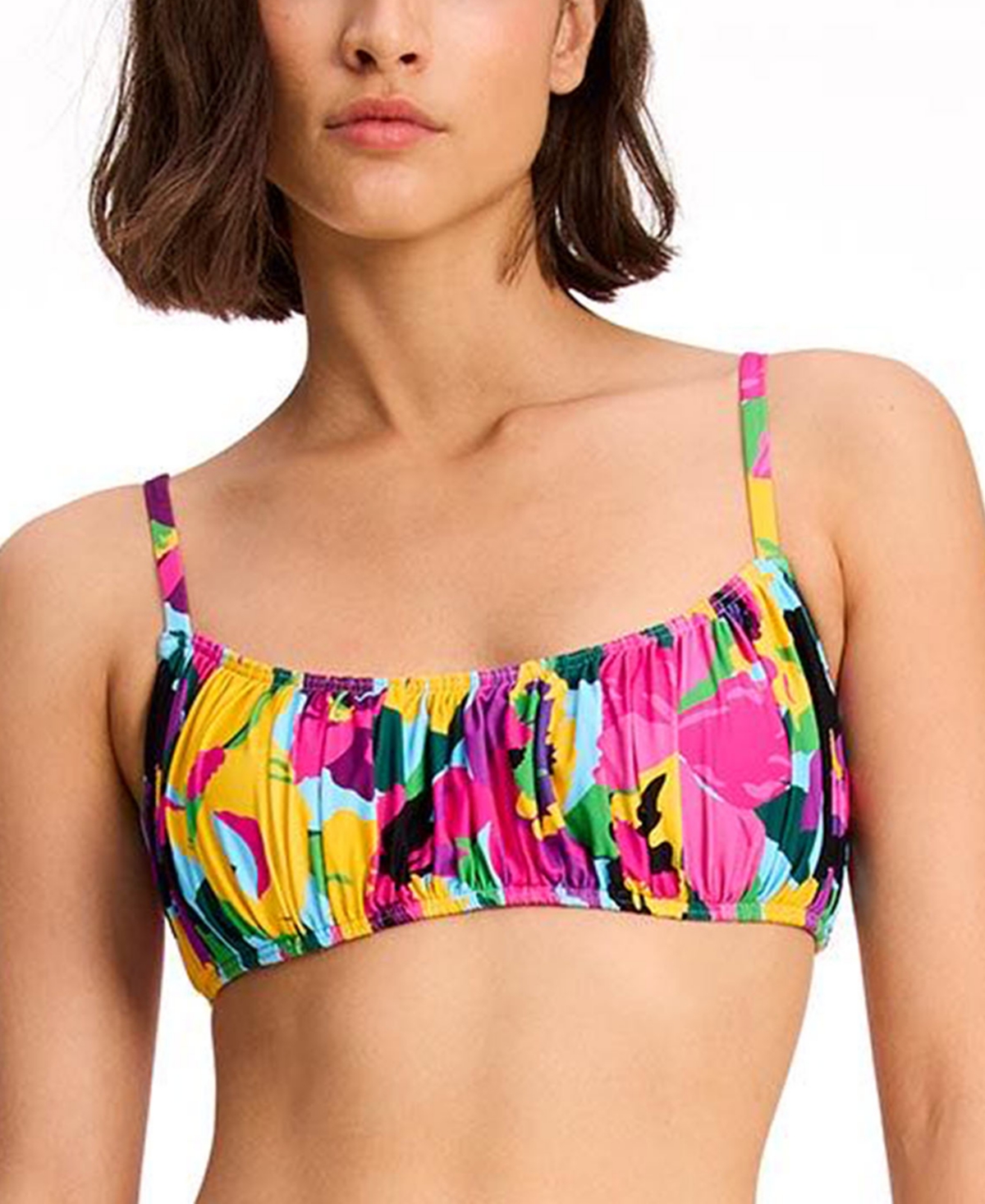 Women's Printed Shirred Bikini Top - Multi