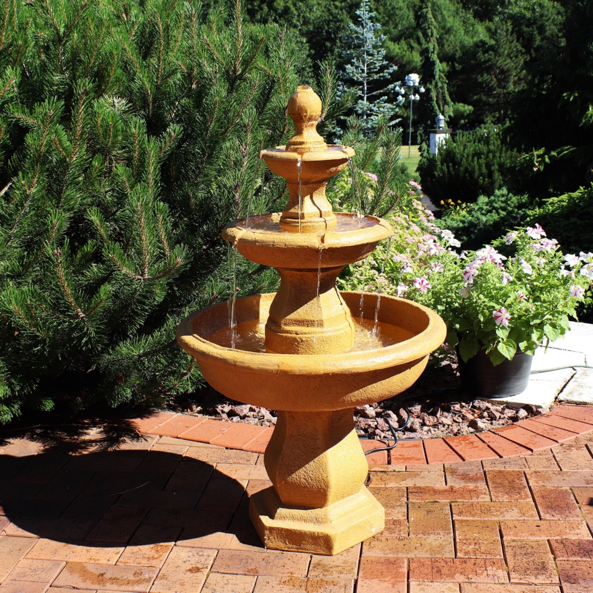Sunnydaze Decor Tropical Resin Outdoor 3-Tier Electric Water Fountain
