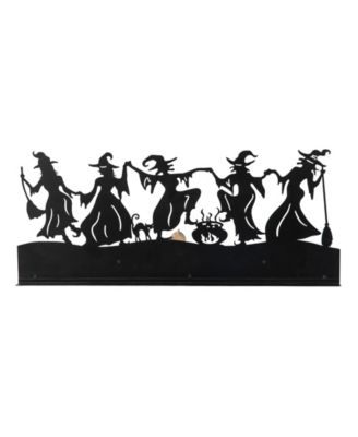 18"L Halloween Wooden Metal Dancing Witch Silhouette Countdown Table Sign