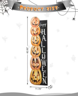 42"H Lighted Halloween Wooden Stacked Pumpkins Porch Sign with Timer
