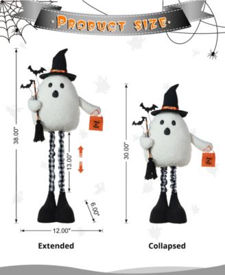 38"H Lighted Halloween Fabric Ghost Standing Decor, With Telescoping Legs and Timer