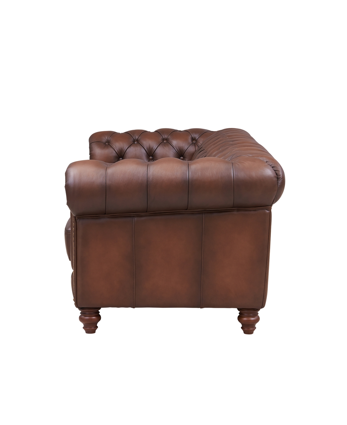 Hydeline Alton Bay 91" Top Grain Leather Sofa Couch In Caramel Brown