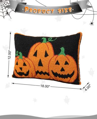 18"L Hooked Halloween Pumpkins Pillow