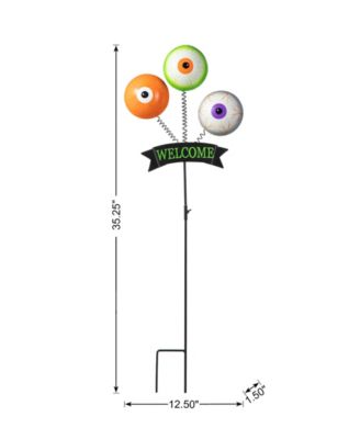 35.25"H Halloween Metal "WELCOME" Spring Eyeballs Yard Stake